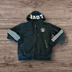 S.Christina Collection Womens Love Black Hoodie Sweatshirt Zip Front Jacket